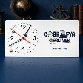Coğrafya Öğretmenine Hediye Şık Masa Saati - Thumbnail