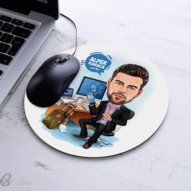 Çok Çalışan Erkek Karikatürlü Mousepad - Thumbnail