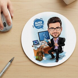  - Çok Çalışan Erkek Karikatürlü Mousepad
