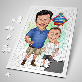  - Cool Baba ve Oğlu Karikatürlü Puzzle