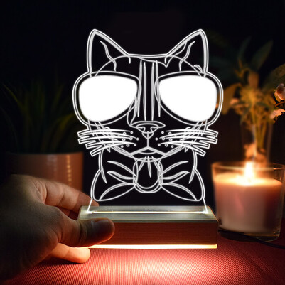 Cool Cat Tasarım 3d Led Lamba - Thumbnail