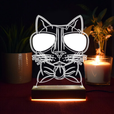 Cool Cat Tasarım 3d Led Lamba - Thumbnail