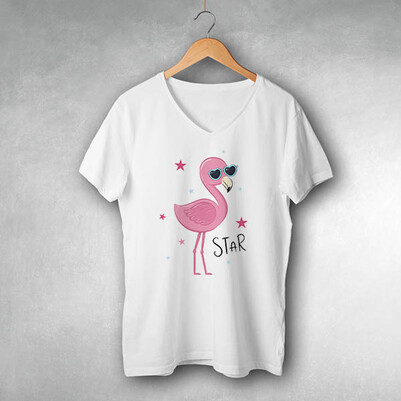 Cool Pink Bird Tasarım Tişört - Thumbnail