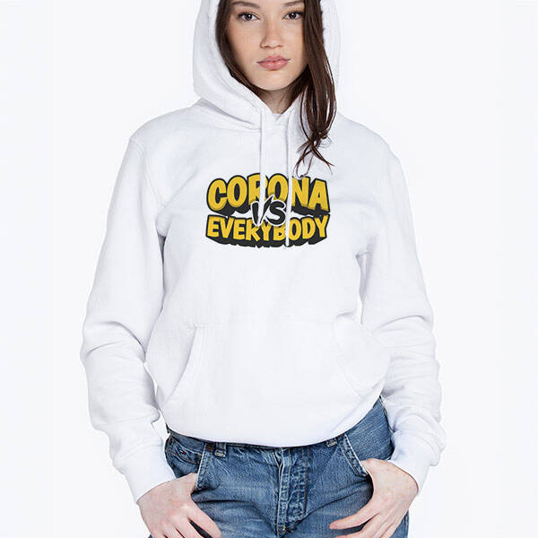 Corona Tasarımlı Kapşonlu Kadın Sweatshirt