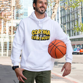 Corona Tasarımlı Kapşonlu Sweatshirt - Thumbnail