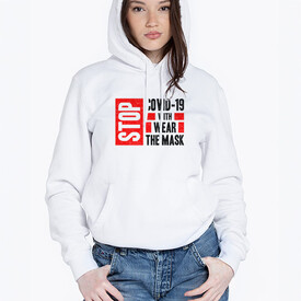  - Covid-19 Tasarımlı Kapşonlu Kadın Sweatshirt