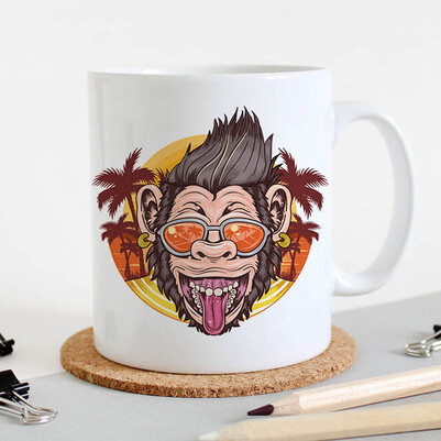 Crazy Monkey Tasarım Kupa Bardak - Thumbnail