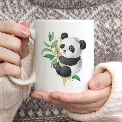 Cute Panda Tasarım Kupa Bardak - Thumbnail