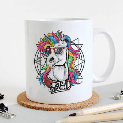 Cute Unicorn Tasarım Kupa Bardak - Thumbnail