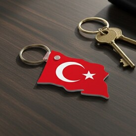  - Dalgalanmış Türk Bayrağı Anahtarlık