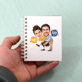 Dansçı Aşıklar Karikatürlü Defter - Thumbnail