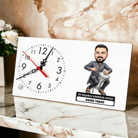  - Darbuka Ustası Müzisyen Erkek Karikatürlü Masa Saati
