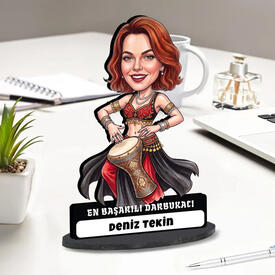 - Darbukacı Kadın Karikatürlü Biblo
