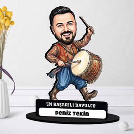  - Davulcu Müzisyen Erkek Karikatürlü Biblo