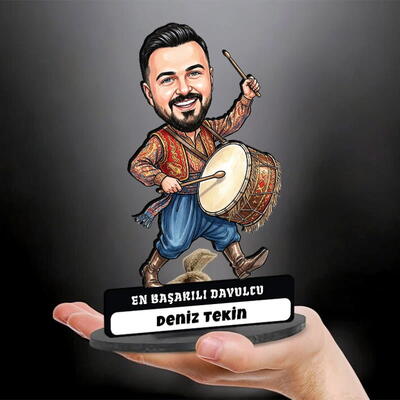  - Davulcu Müzisyen Erkek Karikatürlü Biblo