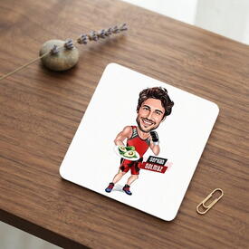  - Diyetçi ve Sporcu Erkek Karikatürlü Bardak Altlığı