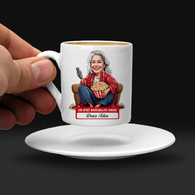  - Dizi Bağımlısı Anne Karikatürlü Kahve Fincanı