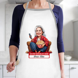  - Dizi Bağımlısı Anne Karikatürlü Mutfak Önlüğü