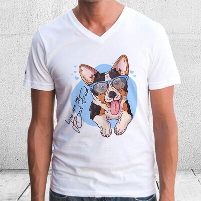 Dog With Glasses Tasarım Tişört - Thumbnail