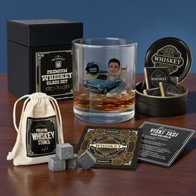  - Doğayı ve Arabamı Seviyorum Karikatürlü Viski Kadehi Seti