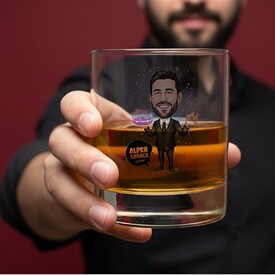  - Doğum Günü Erkeği Karikatürlü Viski Bardağı