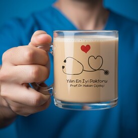  - Doktorlara Özel Cam Kupa Bardak