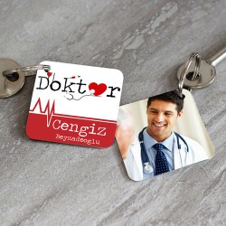 Doktorlara Özel İsim ve Fotoğraflı Anahtarlık - Thumbnail