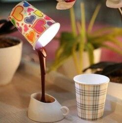 DIY Cup & Light - Dökülen Kahve Görünümlü Masa Lambası - Thumbnail