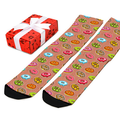 Donut Tasarımlı Sevimli Kadın Çorabı - Thumbnail