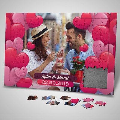 Dopdolu Romantik Kalpler 130 parça Puzzle - Thumbnail