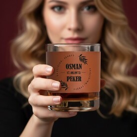  - Dosta Hediye Taba Deri Kaplama Viski Bardağı