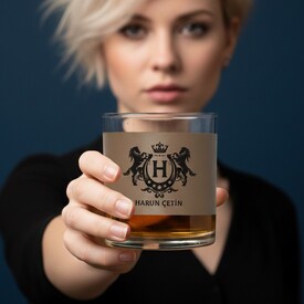  - Dosta Hediyelik Şık Vizon Deri Kaplama Viski Bardağı