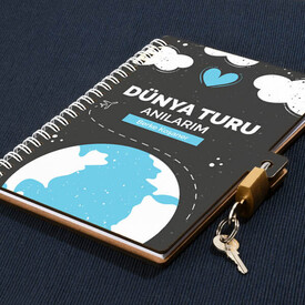 Dünya Turu Anıları Kilitli Defter - Thumbnail