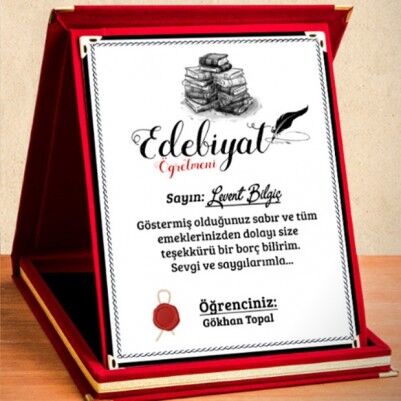 Edebiyat Öğretmenine Hediye Plaket - Thumbnail