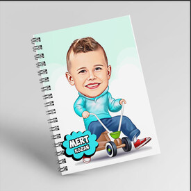 Eğlenen Erkek Çocuk Karikatürlü Defter - Thumbnail