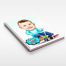 Eğlenen Erkek Çocuk Karikatürlü Defter - Thumbnail