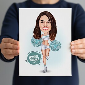  - Eğlenen Ponpon Kız Karikatürlü Kanvas Tablo