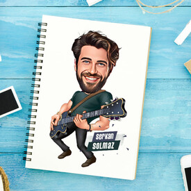  - Elektro Gitar Çalan Erkek Karikatürlü Defter