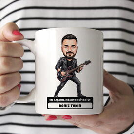  - Elektro Gitarist Müzisyen Erkek Karikatürlü Kupa Bardak