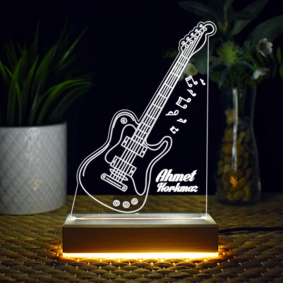 Elektrogitar İsme Özel 3D Led Lamba - Thumbnail