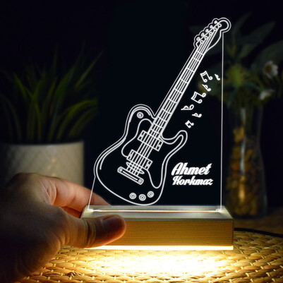 Elektrogitar İsme Özel 3D Led Lamba - Thumbnail