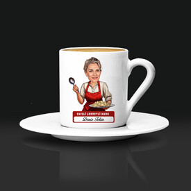 Eli Lezzetli Anne Karikatürlü Kahve Fincanı - Thumbnail