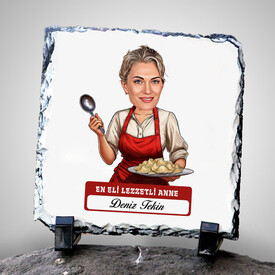  - Eli Lezzetli Anne Karikatürlü Taş Baskı
