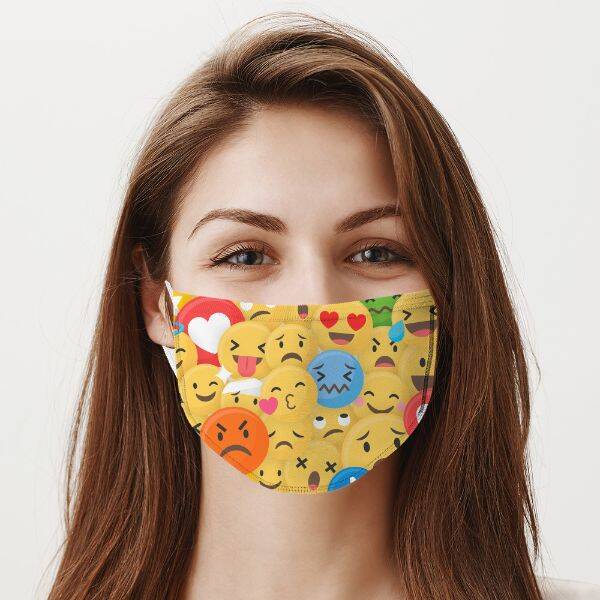 Emoji Tasarımlı Yıkanabilir Ağız Maskesi
