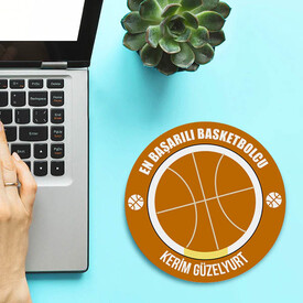 En Başarılı Basketbolcu İsme Özel Yuvarlak Mousepad - Thumbnail