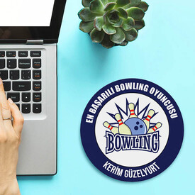 En Başarılı Bowling Oyuncusu İsme Özel Yuvarlak Mousepad - Thumbnail