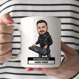  - En Başarılı Dj Müzisyen Erkek Karikatürlü Kupa Bardak