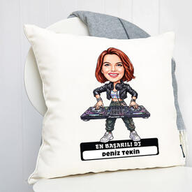 En Başarılı DJ Müzisyen Kadın Karikatürlü Yastık