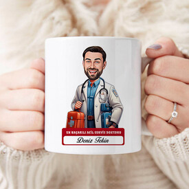 En Başarılı Kadın Dahiliye Doktoru Karikatürlü Masa Saati - Thumbnail