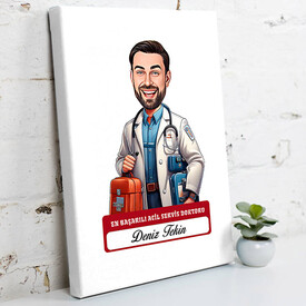 En Başarılı Erkek Acil Servis Doktoru Karikatürlü Tablo - Thumbnail